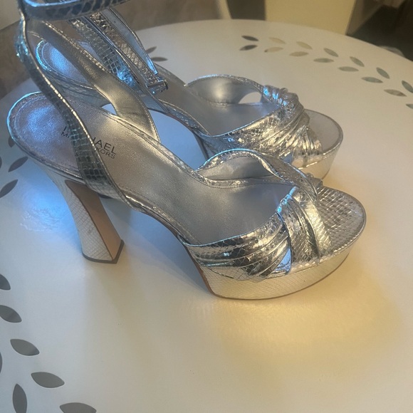 Michael Kors Metallic Silver Strappy Heels - Picture 8 of 9